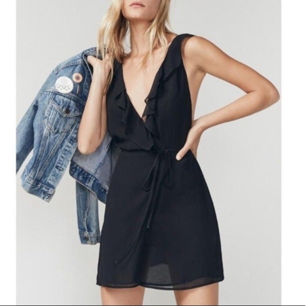 Reformation black waterfall dress